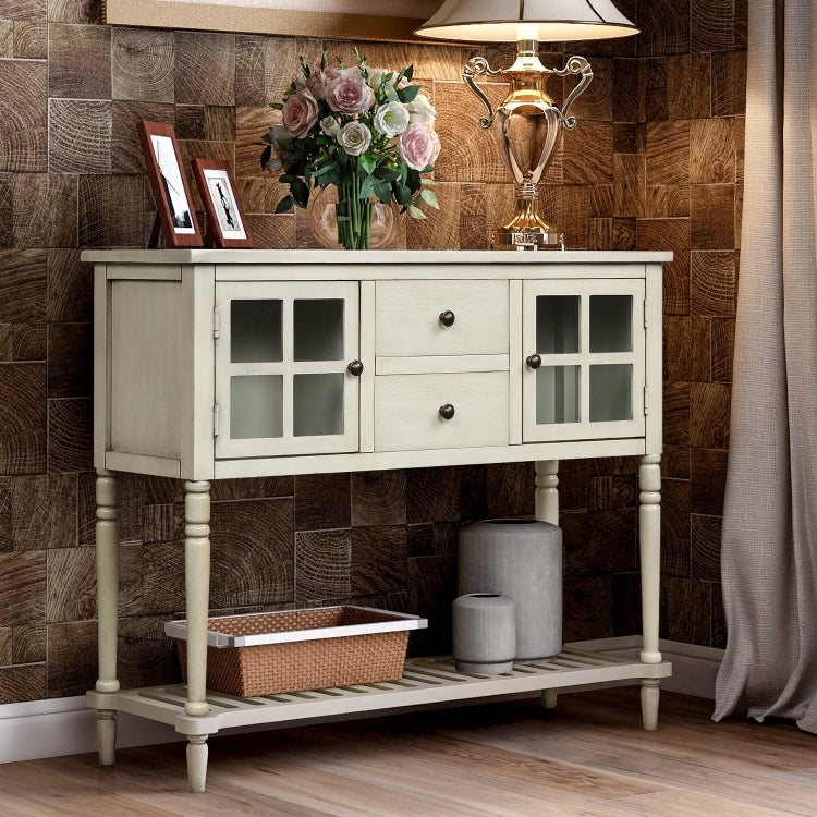 [US Warehouse] Farmhouse Buffet Living Room Storage Cabinet  Sideboard Console Table with Bottom Shelf, Size: 107 x 36 x 87cm