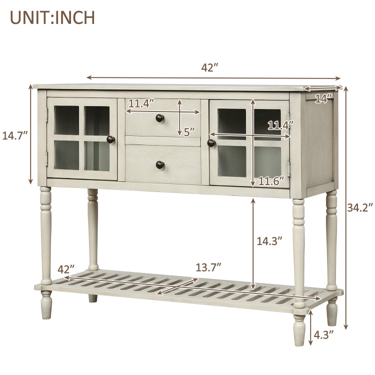 [US Warehouse] Farmhouse Buffet Living Room Storage Cabinet  Sideboard Console Table with Bottom Shelf, Size: 107 x 36 x 87cm
