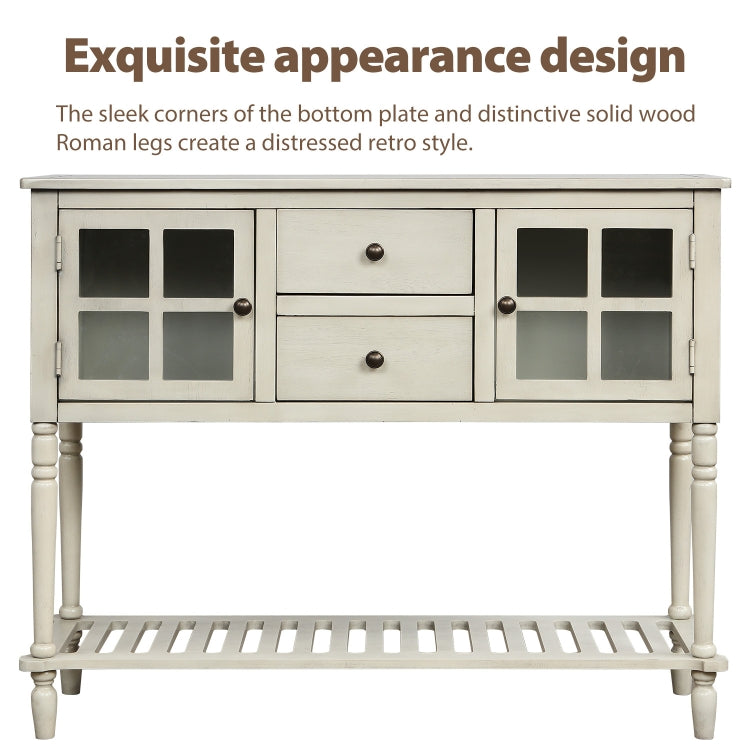 [US Warehouse] Farmhouse Buffet Living Room Storage Cabinet  Sideboard Console Table with Bottom Shelf, Size: 107 x 36 x 87cm