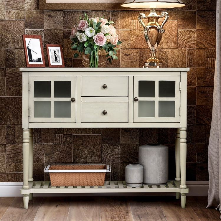 [US Warehouse] Farmhouse Buffet Living Room Storage Cabinet  Sideboard Console Table with Bottom Shelf, Size: 107 x 36 x 87cm