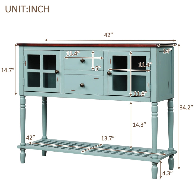 [US Warehouse] Farmhouse Buffet Living Room Storage Cabinet  Sideboard Console Table with Bottom Shelf, Size: 107 x 36 x 87cm