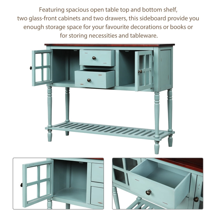 [US Warehouse] Farmhouse Buffet Living Room Storage Cabinet  Sideboard Console Table with Bottom Shelf, Size: 107 x 36 x 87cm