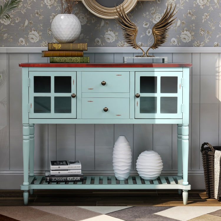 [US Warehouse] Farmhouse Buffet Living Room Storage Cabinet  Sideboard Console Table with Bottom Shelf, Size: 107 x 36 x 87cm