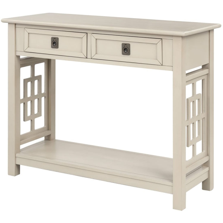 [US Warehouse] Entryway Accent Sofa Table Storage and Displaying Decor Console Table with 2 Drawers and Bottom Shelf, Size: 91 x 36 x 76cm