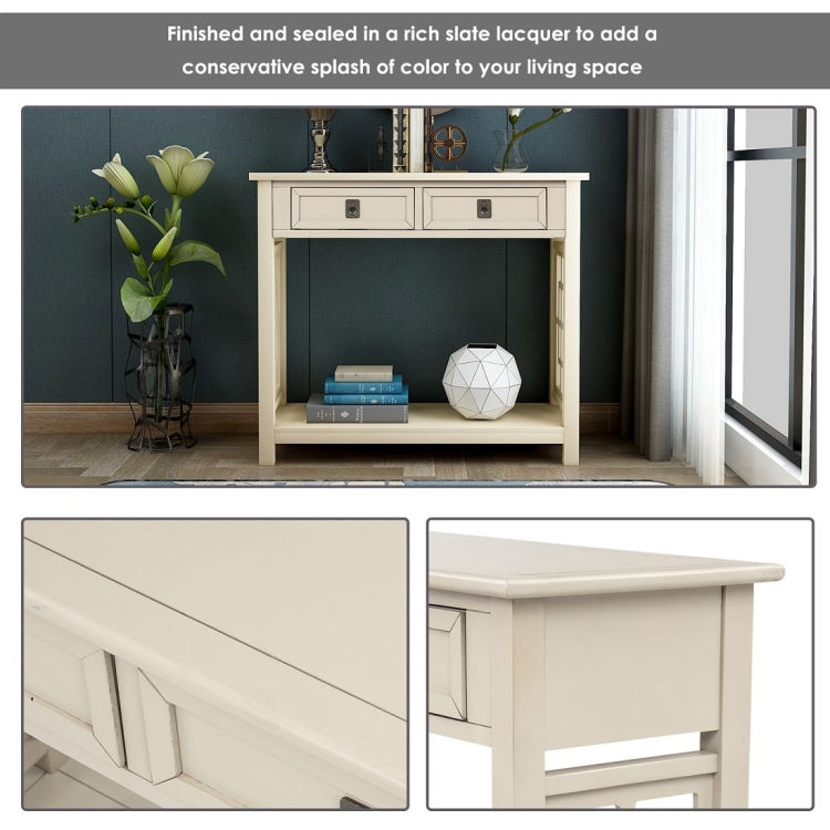 [US Warehouse] Entryway Accent Sofa Table Storage and Displaying Decor Console Table with 2 Drawers and Bottom Shelf, Size: 91 x 36 x 76cm