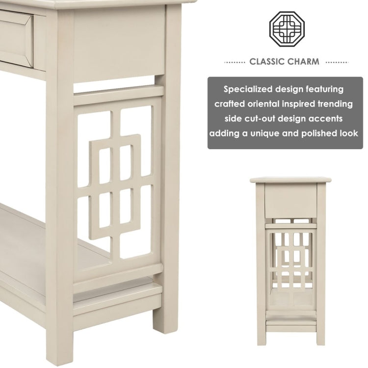 [US Warehouse] Entryway Accent Sofa Table Storage and Displaying Decor Console Table with 2 Drawers and Bottom Shelf, Size: 91 x 36 x 76cm