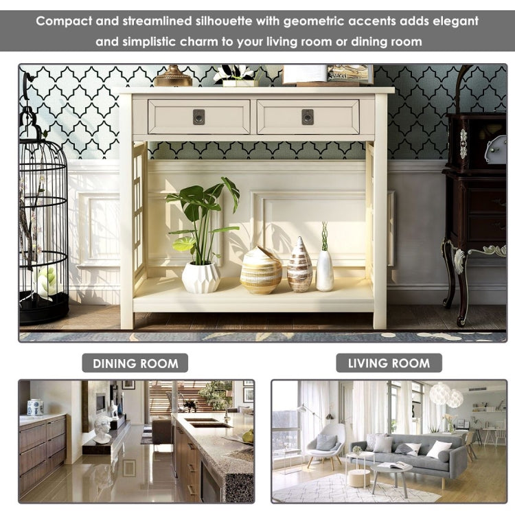[US Warehouse] Entryway Accent Sofa Table Storage and Displaying Decor Console Table with 2 Drawers and Bottom Shelf, Size: 91 x 36 x 76cm