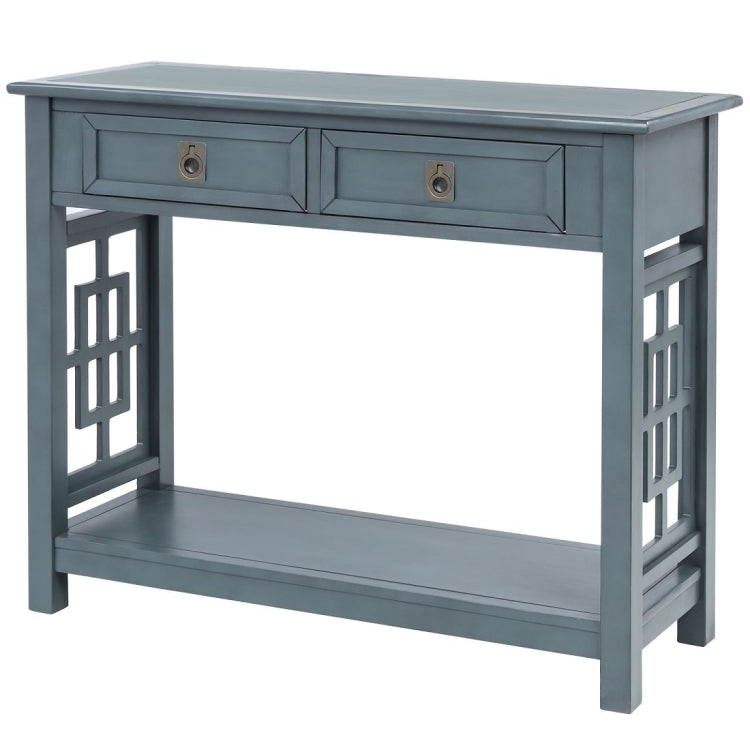 [US Warehouse] Entryway Accent Sofa Table Storage and Displaying Decor Console Table with 2 Drawers and Bottom Shelf, Size: 91 x 36 x 76cm