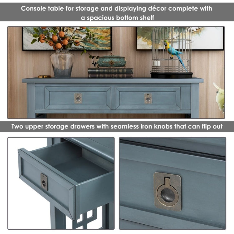 [US Warehouse] Entryway Accent Sofa Table Storage and Displaying Decor Console Table with 2 Drawers and Bottom Shelf, Size: 91 x 36 x 76cm