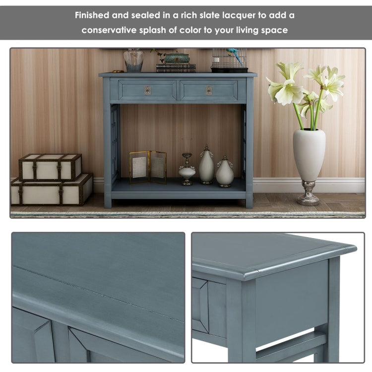 [US Warehouse] Entryway Accent Sofa Table Storage and Displaying Decor Console Table with 2 Drawers and Bottom Shelf, Size: 91 x 36 x 76cm