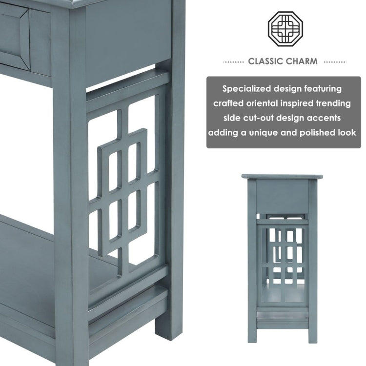 [US Warehouse] Entryway Accent Sofa Table Storage and Displaying Decor Console Table with 2 Drawers and Bottom Shelf, Size: 91 x 36 x 76cm