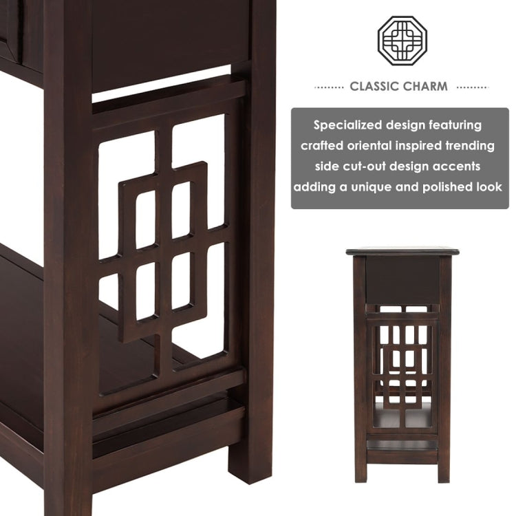 [US Warehouse] Entryway Accent Sofa Table Storage and Displaying Decor Console Table with 2 Drawers and Bottom Shelf, Size: 91 x 36 x 76cm