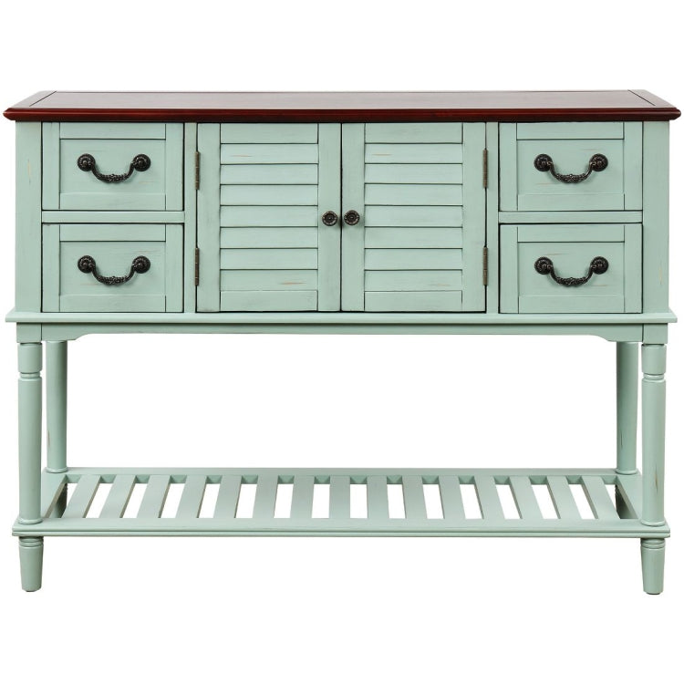 [US Warehouse] Console Table Sideboard Entryway Sofa Table with Shutter Doors and 4 Storage Drawers, Size: 115 x 38 x 87cm