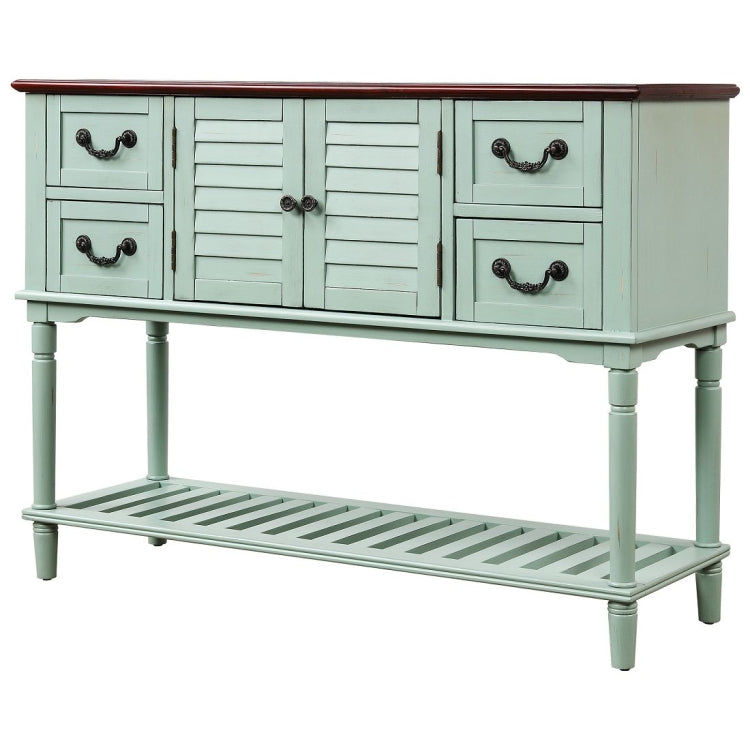 [US Warehouse] Console Table Sideboard Entryway Sofa Table with Shutter Doors and 4 Storage Drawers, Size: 115 x 38 x 87cm