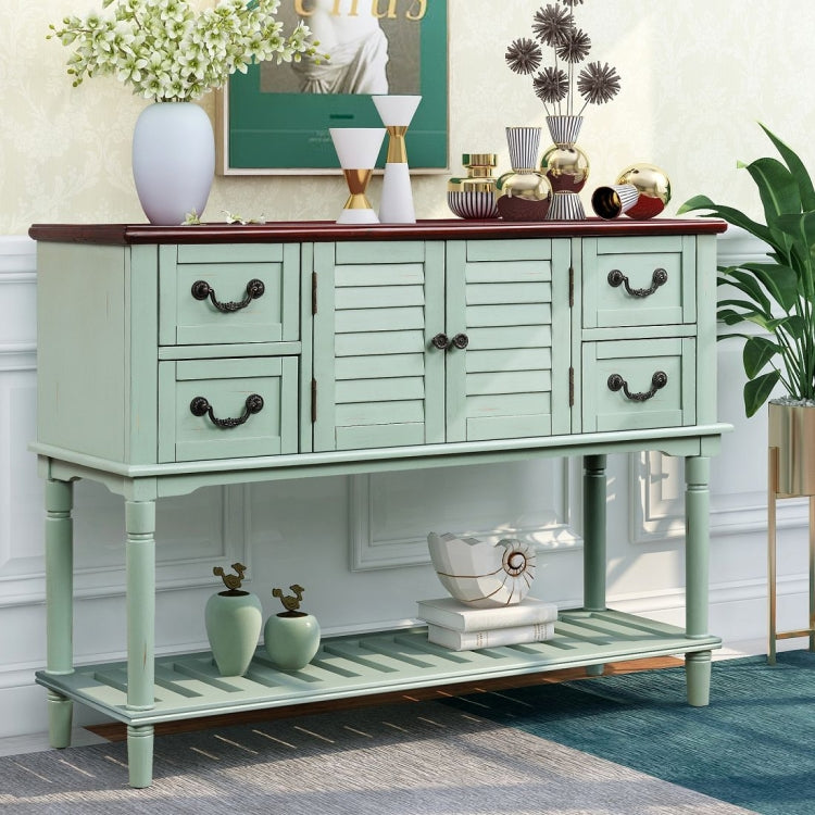 [US Warehouse] Console Table Sideboard Entryway Sofa Table with Shutter Doors and 4 Storage Drawers, Size: 115 x 38 x 87cm