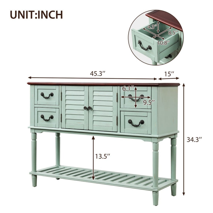 [US Warehouse] Console Table Sideboard Entryway Sofa Table with Shutter Doors and 4 Storage Drawers, Size: 115 x 38 x 87cm