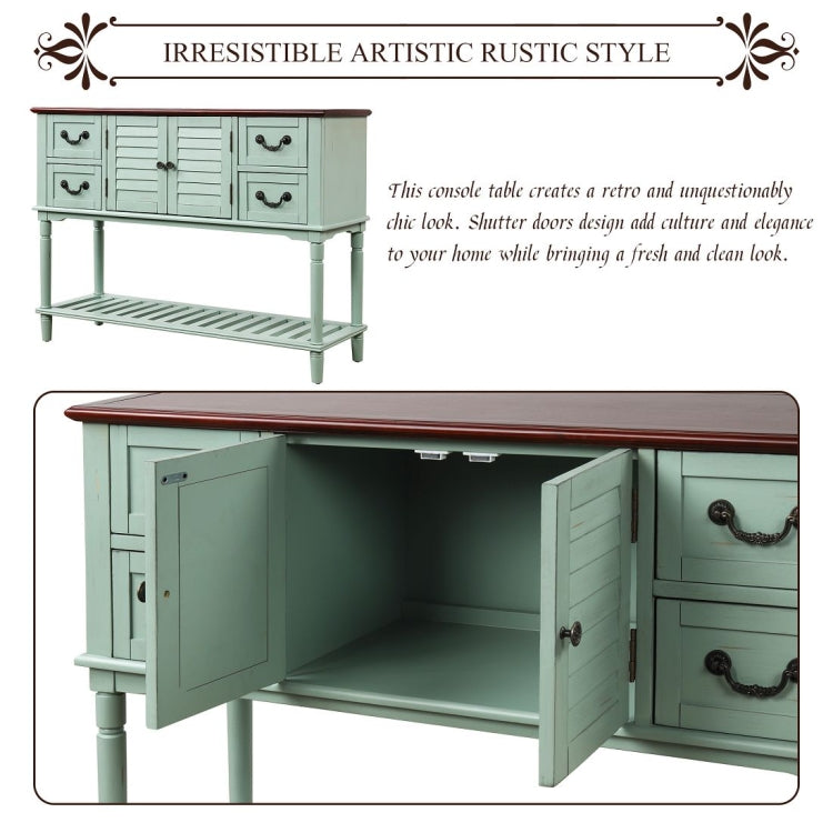 [US Warehouse] Console Table Sideboard Entryway Sofa Table with Shutter Doors and 4 Storage Drawers, Size: 115 x 38 x 87cm
