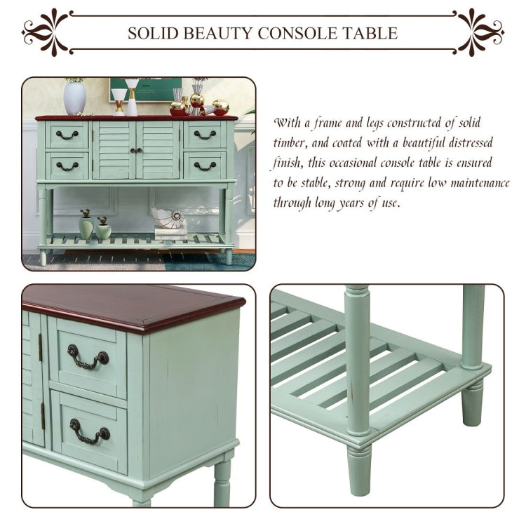 [US Warehouse] Console Table Sideboard Entryway Sofa Table with Shutter Doors and 4 Storage Drawers, Size: 115 x 38 x 87cm