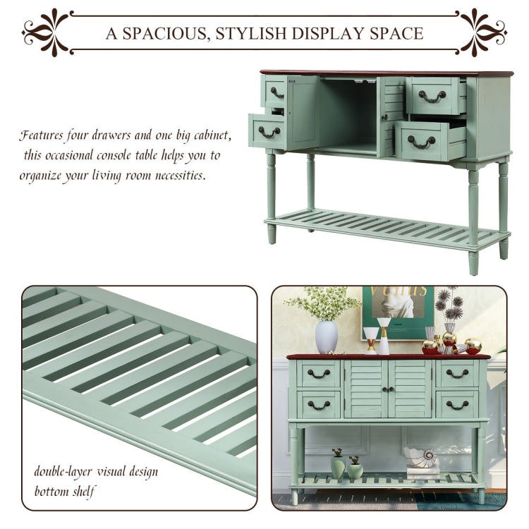 [US Warehouse] Console Table Sideboard Entryway Sofa Table with Shutter Doors and 4 Storage Drawers, Size: 115 x 38 x 87cm