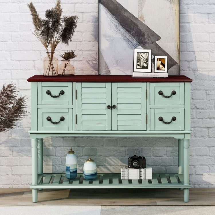 [US Warehouse] Console Table Sideboard Entryway Sofa Table with Shutter Doors and 4 Storage Drawers, Size: 115 x 38 x 87cm