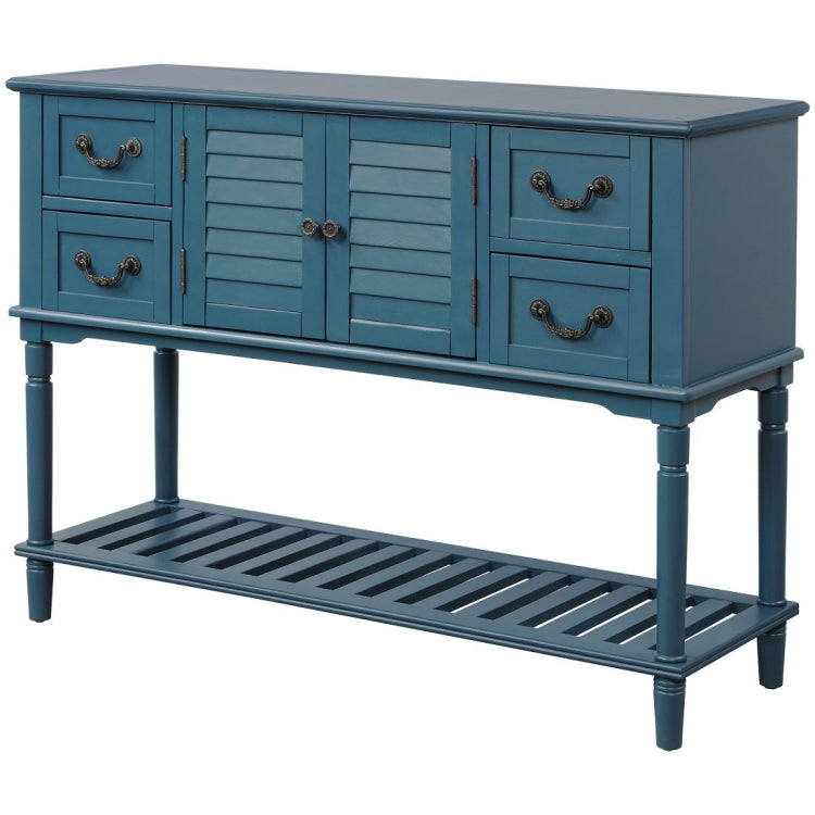 [US Warehouse] Console Table Sideboard Entryway Sofa Table with Shutter Doors and 4 Storage Drawers, Size: 115 x 38 x 87cm