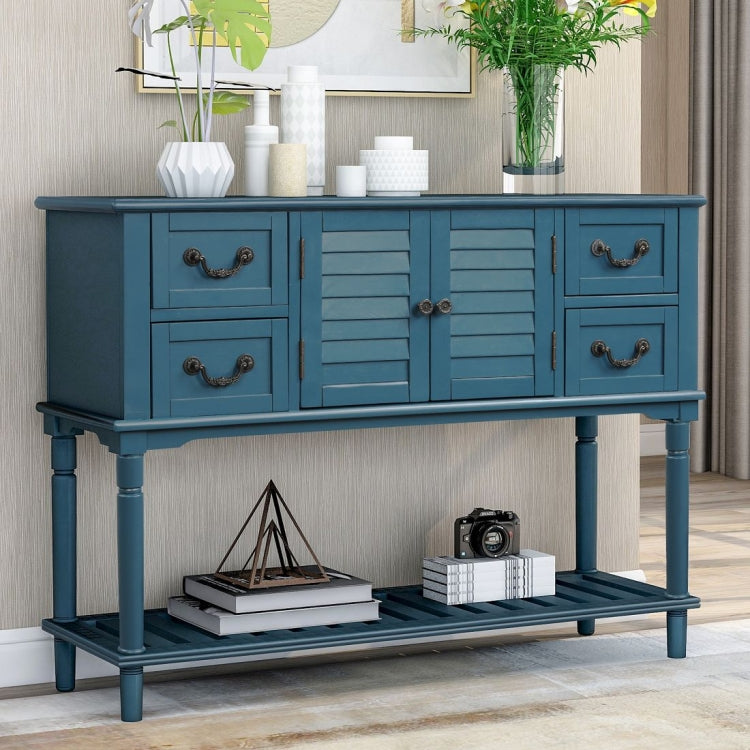 [US Warehouse] Console Table Sideboard Entryway Sofa Table with Shutter Doors and 4 Storage Drawers, Size: 115 x 38 x 87cm