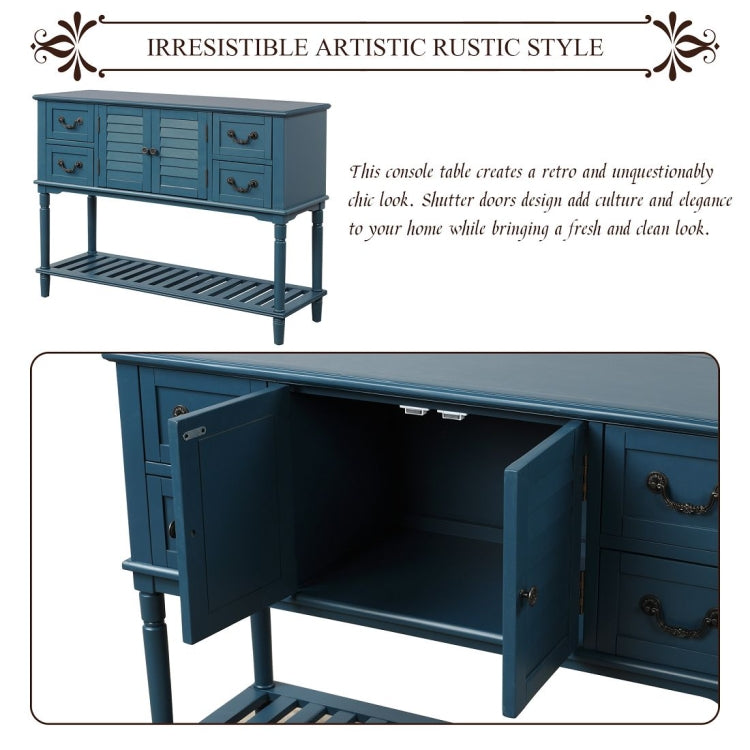 [US Warehouse] Console Table Sideboard Entryway Sofa Table with Shutter Doors and 4 Storage Drawers, Size: 115 x 38 x 87cm