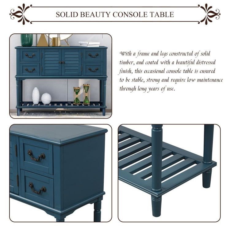 [US Warehouse] Console Table Sideboard Entryway Sofa Table with Shutter Doors and 4 Storage Drawers, Size: 115 x 38 x 87cm