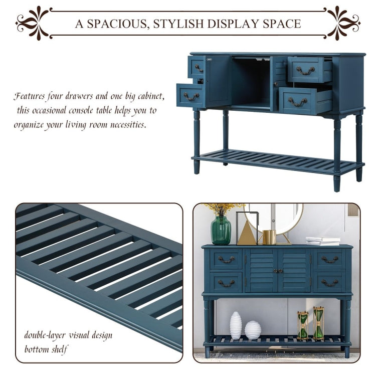 [US Warehouse] Console Table Sideboard Entryway Sofa Table with Shutter Doors and 4 Storage Drawers, Size: 115 x 38 x 87cm