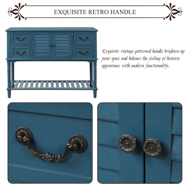 [US Warehouse] Console Table Sideboard Entryway Sofa Table with Shutter Doors and 4 Storage Drawers, Size: 115 x 38 x 87cm