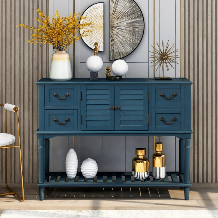 [US Warehouse] Console Table Sideboard Entryway Sofa Table with Shutter Doors and 4 Storage Drawers, Size: 115 x 38 x 87cm