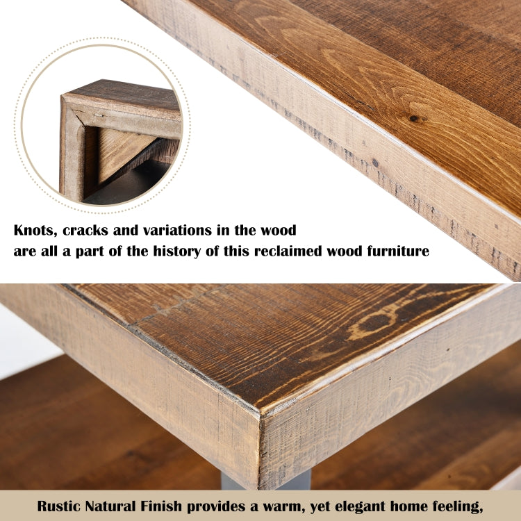 [US Warehouse] Living Room Rustic Natural Coffee Table with Storage Shelf, Size: 56 x 56 x 47cm
