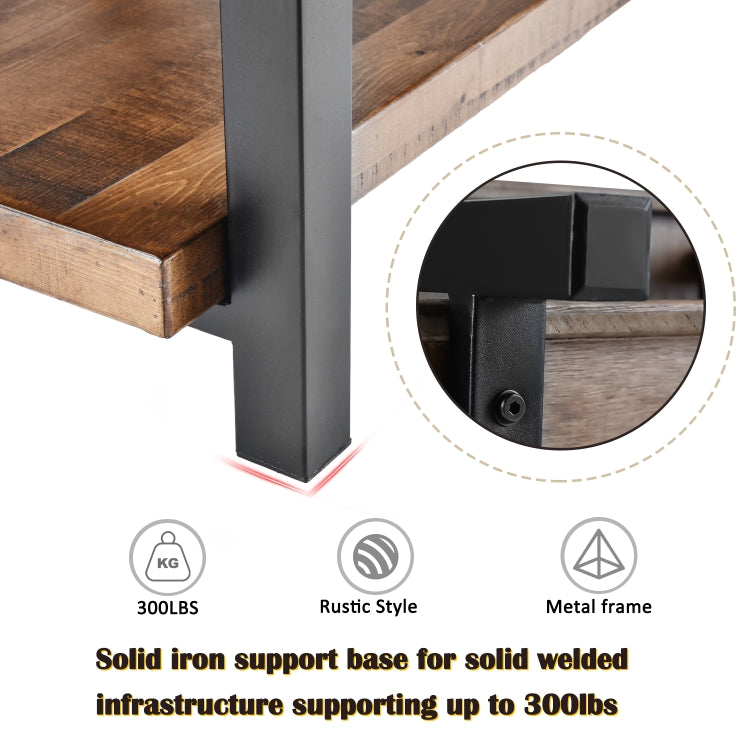 [US Warehouse] Living Room Rustic Natural Coffee Table with Storage Shelf, Size: 56 x 56 x 47cm