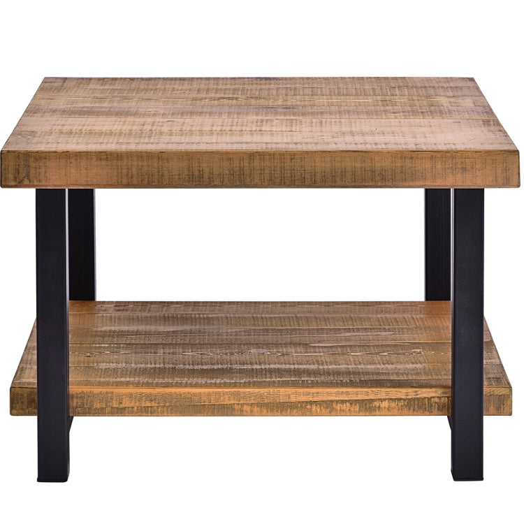 [US Warehouse] Living Room Rustic Natural Coffee Table with Storage Shelf, Size: 67 x 67 x 46cm