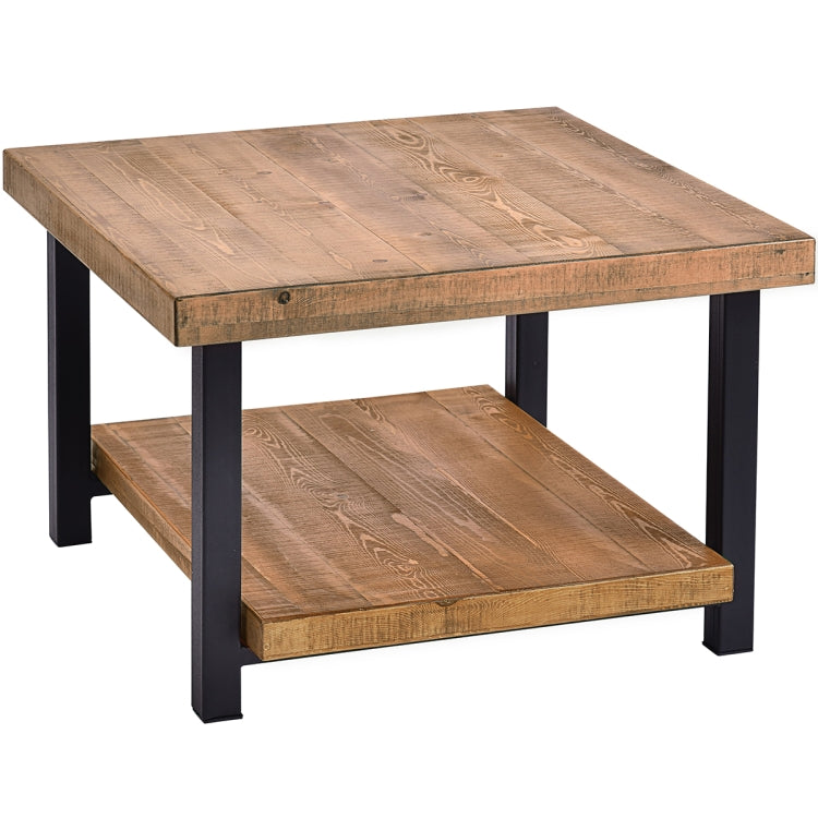 [US Warehouse] Living Room Rustic Natural Coffee Table with Storage Shelf, Size: 67 x 67 x 46cm