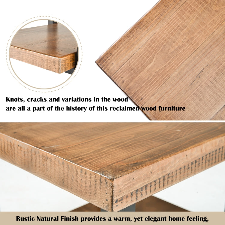 [US Warehouse] Living Room Rustic Natural Coffee Table with Storage Shelf, Size: 67 x 67 x 46cm