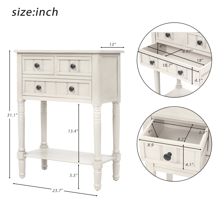 [US Warehouse] Living Room Rustic Natural Coffee Table with Storage Shelf, Size: 60 x 33 x 79cm(Ivory White)
