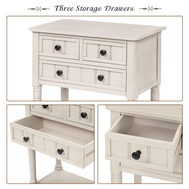 [US Warehouse] Living Room Rustic Natural Coffee Table with Storage Shelf, Size: 60 x 33 x 79cm(Ivory White)
