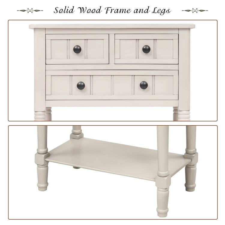 [US Warehouse] Living Room Rustic Natural Coffee Table with Storage Shelf, Size: 60 x 33 x 79cm(Ivory White)