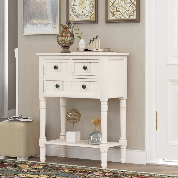 [US Warehouse] Living Room Rustic Natural Coffee Table with Storage Shelf, Size: 60 x 33 x 79cm(Ivory White)