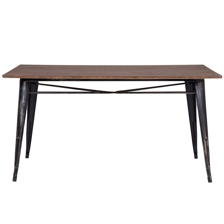 [US Warehouse] Antique Style Rectangular Dining Table with Metal Legs, Size: 150 x 91 x 76cm(Distressed Black)
