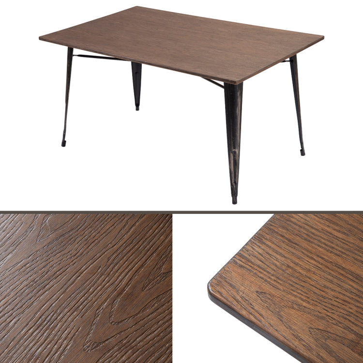 [US Warehouse] Antique Style Rectangular Dining Table with Metal Legs, Size: 150 x 91 x 76cm(Distressed Black)