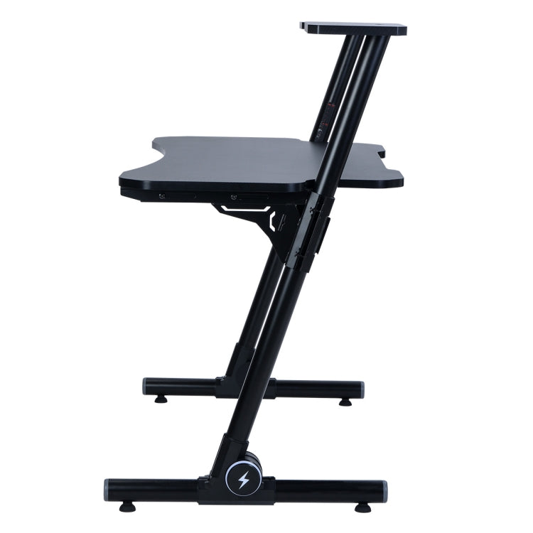 [US Warehouse] Z-Shaped Home Office Computer Gaming Desk Workstation with Carbon Fiber Surface and Headphone Hook, Size: 110 x 60 x 103cm(Black)