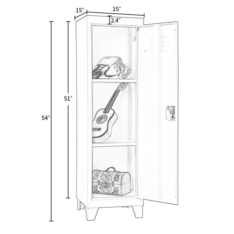 [US Warehouse] Kids Bedroom Storage Locker with 2 Adjustable Shelves, Size: 38 x 38 x 137cm
