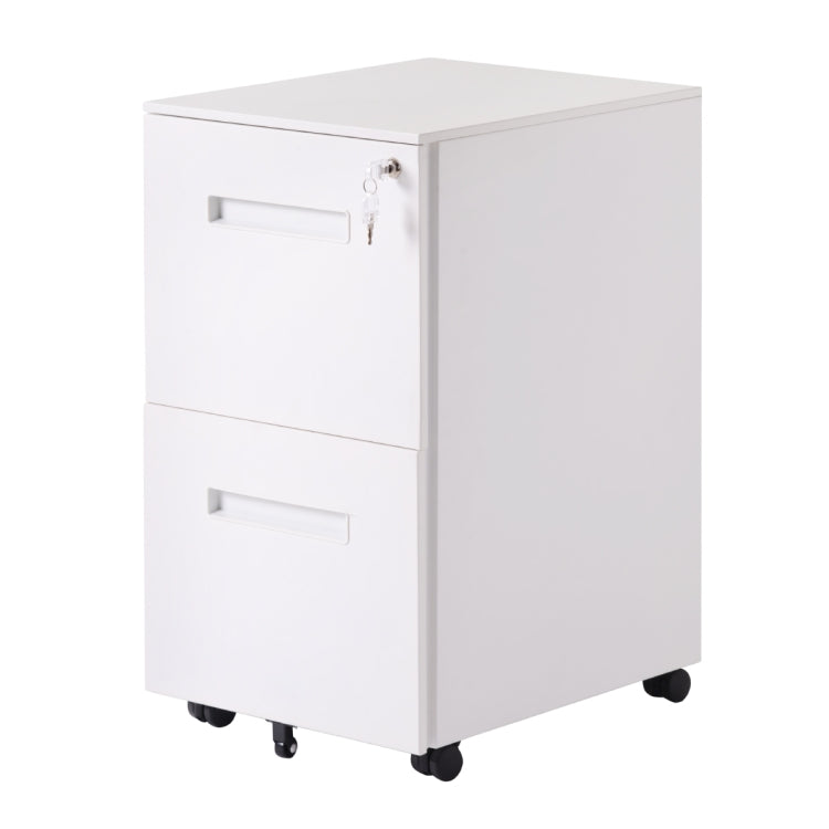 [US Warehouse] Lock Design Office File Cabinet with Wheels, Size: 48 x 39 x 63cm(White)