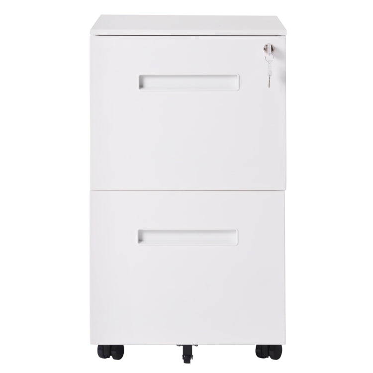 [US Warehouse] Lock Design Office File Cabinet with Wheels, Size: 48 x 39 x 63cm(White)