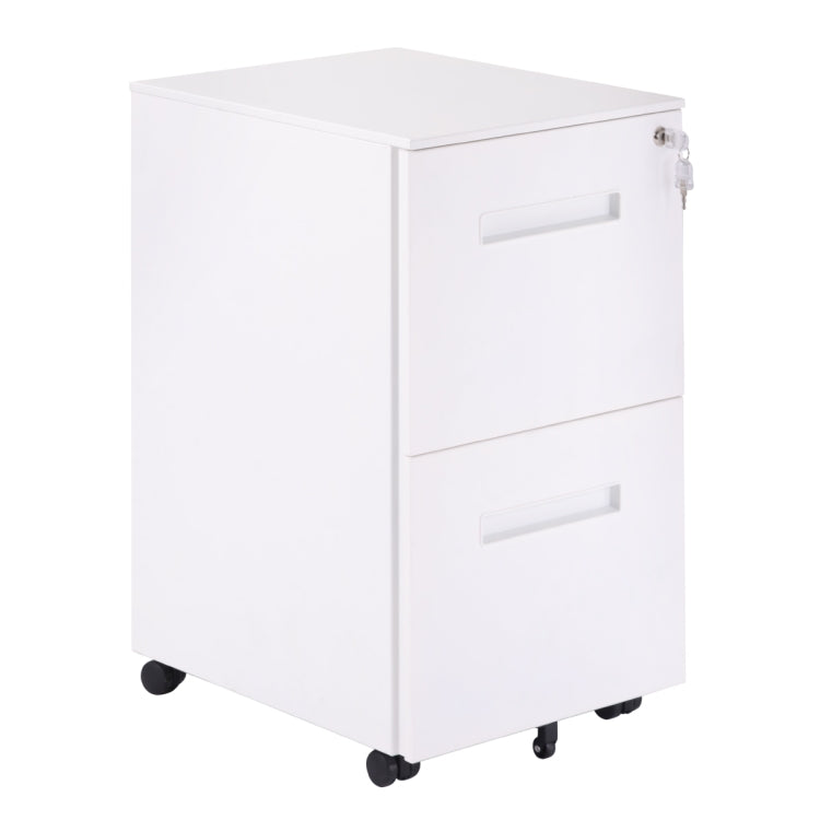 [US Warehouse] Lock Design Office File Cabinet with Wheels, Size: 48 x 39 x 63cm(White)