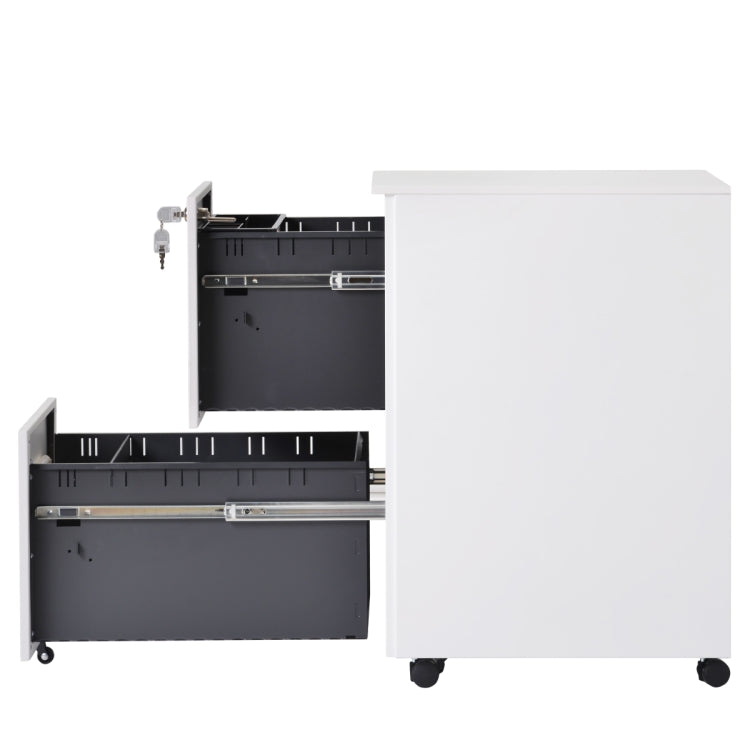 [US Warehouse] Lock Design Office File Cabinet with Wheels, Size: 48 x 39 x 63cm(White)