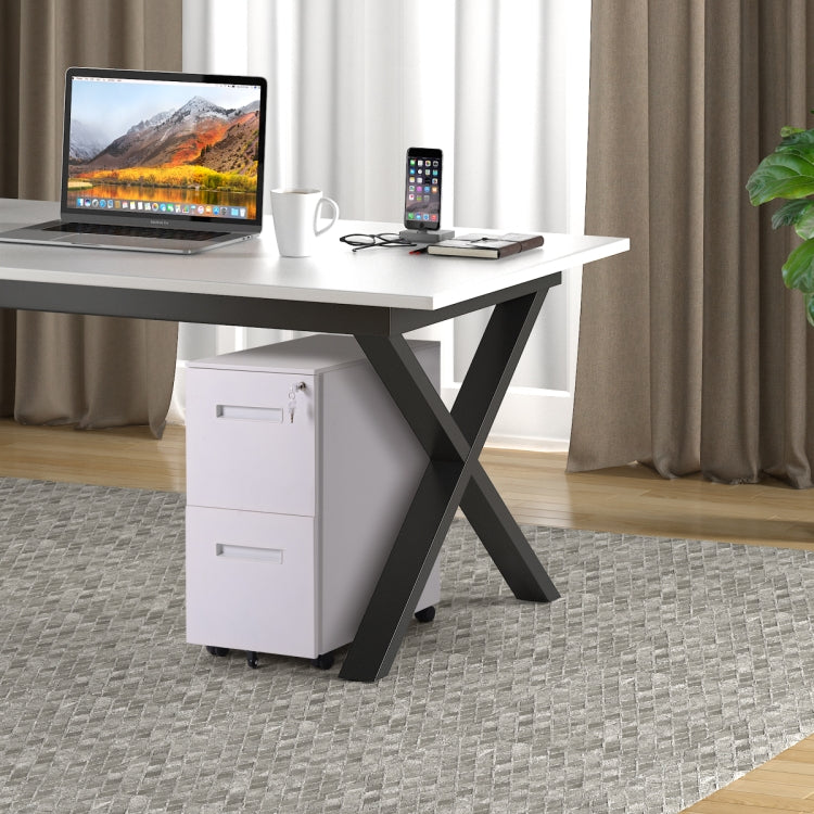 [US Warehouse] Lock Design Office File Cabinet with Wheels, Size: 48 x 39 x 63cm(White)