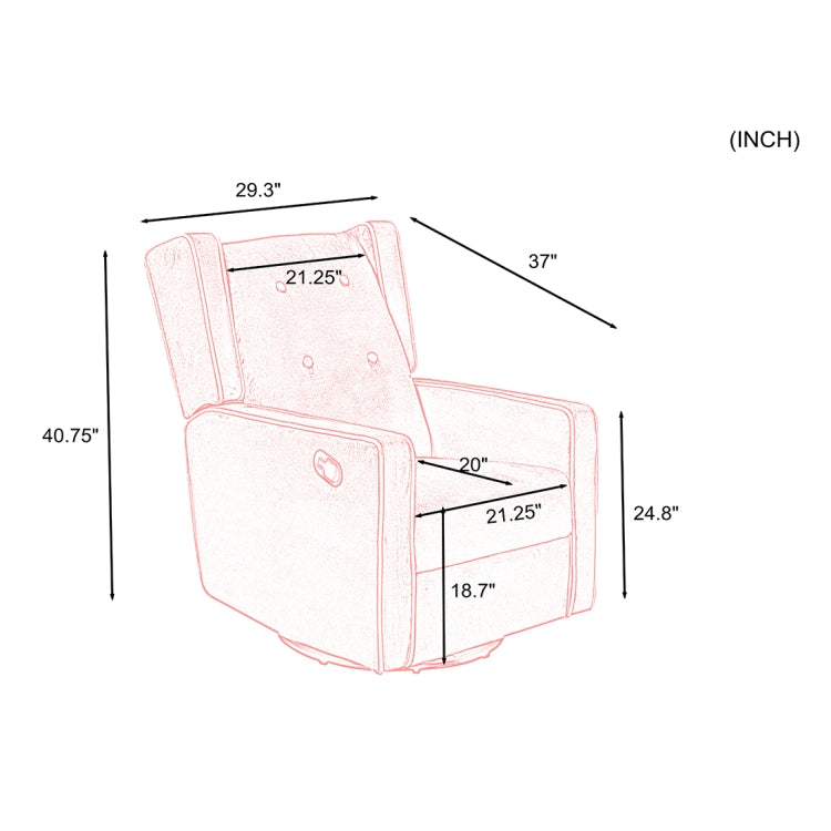[US Warehouse] Manually Rotating Sofa Recliner